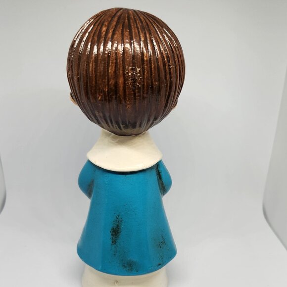 Vintage Christmas Chalk Ware Caroler Blue Smock Made in Japan New in Box - Picture 3 of 7